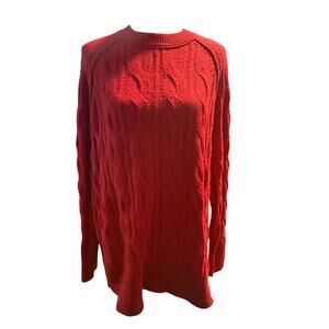 Aerie Oversized Sweater, Cozy Red Knit Pullover, Women's Medium